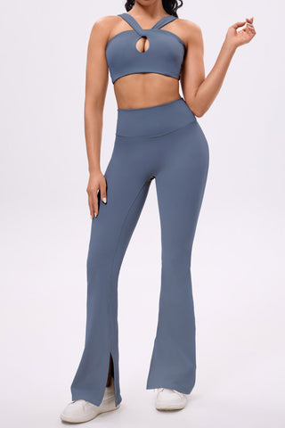 XO Endurance Cross Cut Sports Bra & Slit Trousers Set